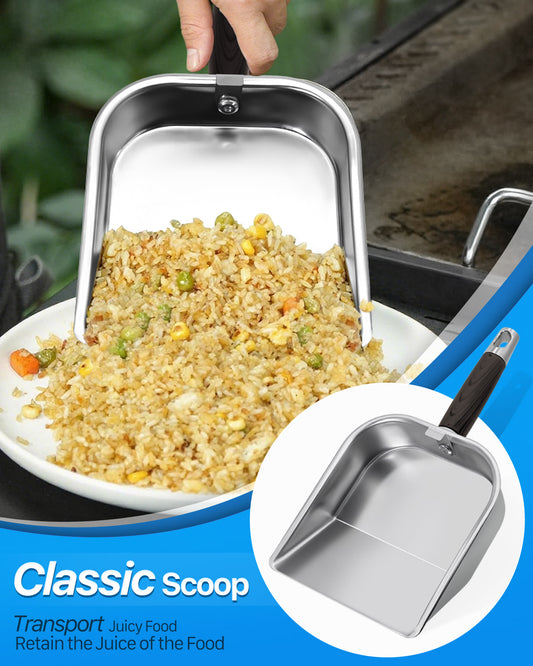 3-in-1 Griddle Scoop For Blackstone Extra-Large Stainless Steel Food Mover & Sifter