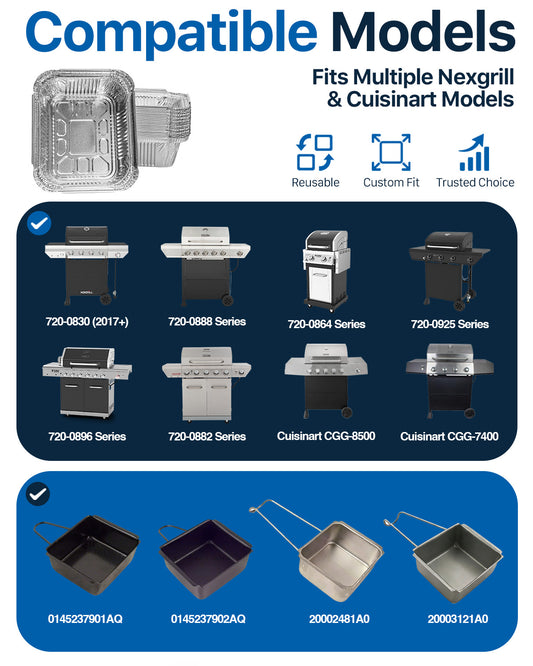 Matchwaves Grease Cup Liners Custom Fit for Nexgrill 720 Series & Cuisinart CGG-7400/8500
