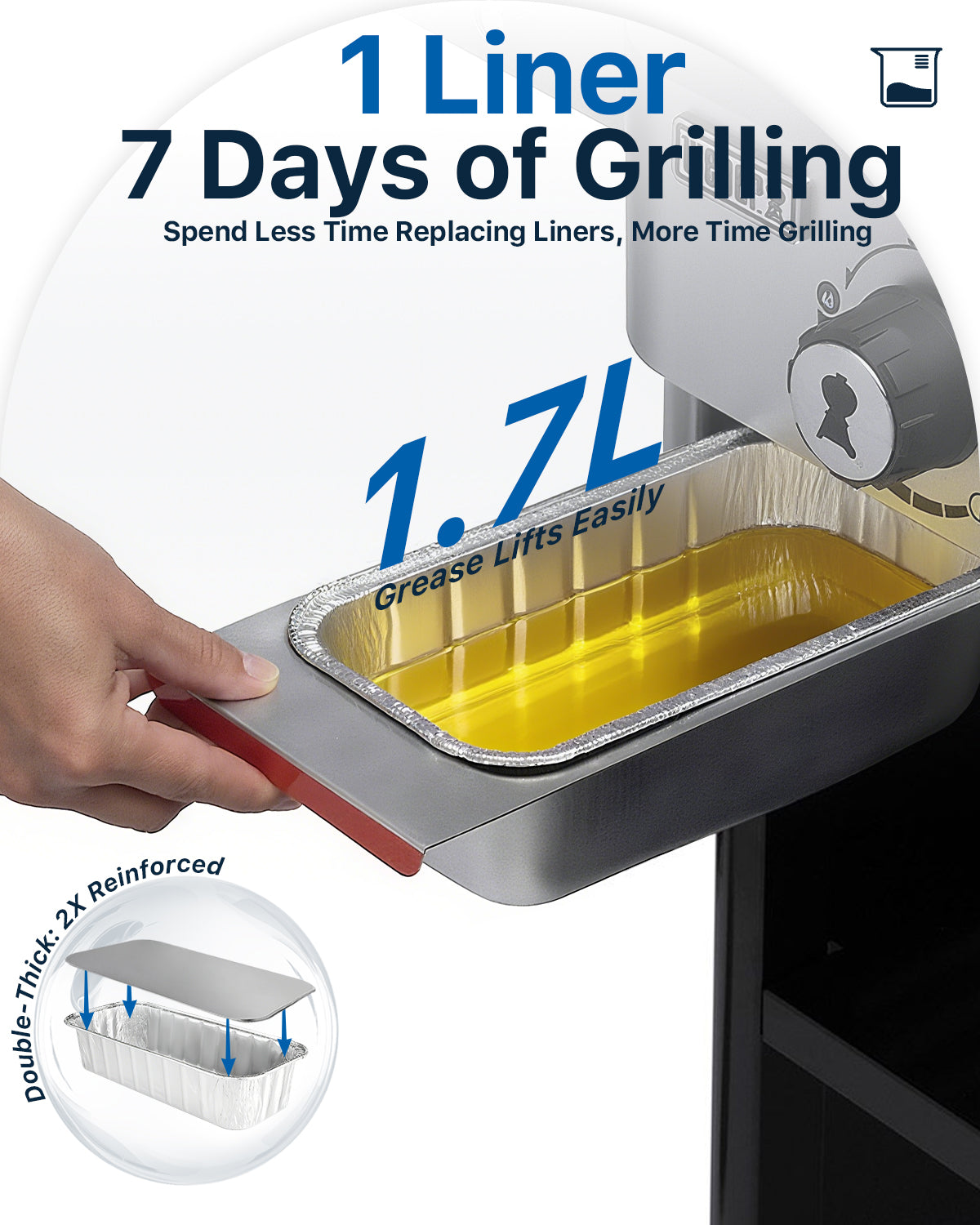 1.7L High-Capacity Drip Pans for Weber 6498, SmokeFire, Summit, Searwood & Genesis II Series
