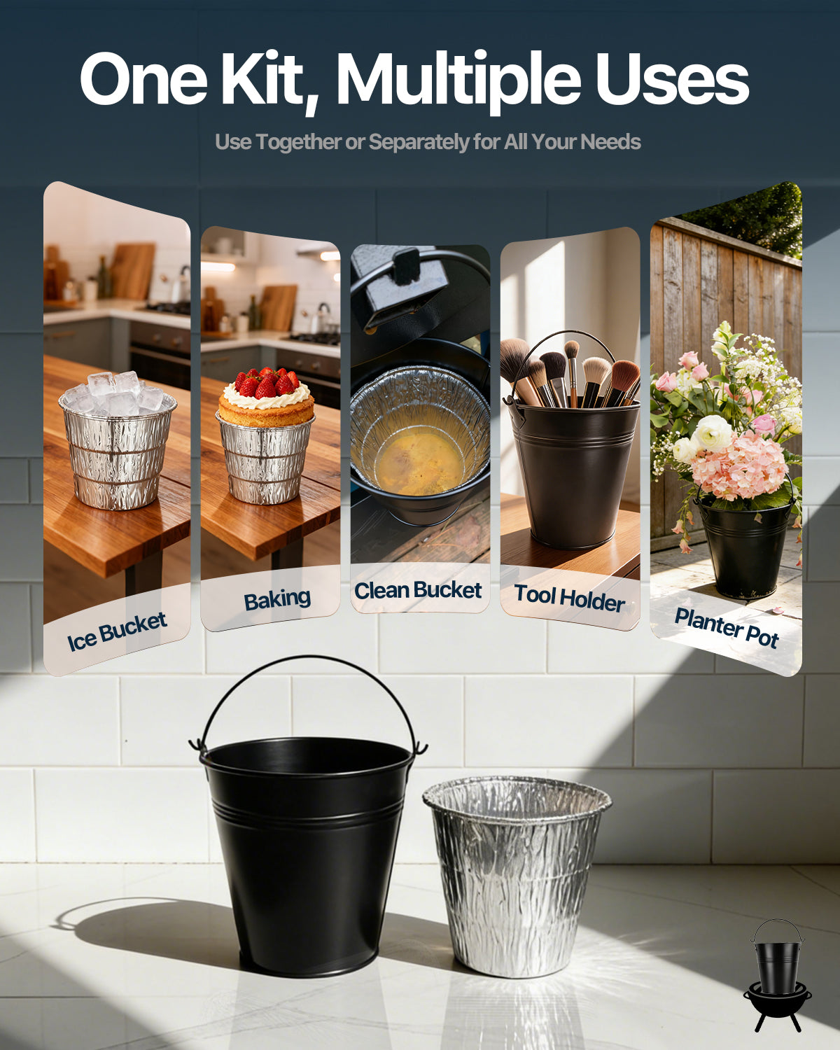 Matchwaves Steel Grease Bucket + Foil Liners Cleanup Kit For Traeger, Pit Boss, Z Grills & More