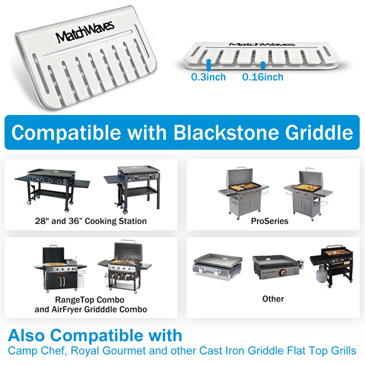 Universal Stainless Steel Grease Gate | Dual-Mode Food Blocker for Blackstone & Flat-Top Griddles