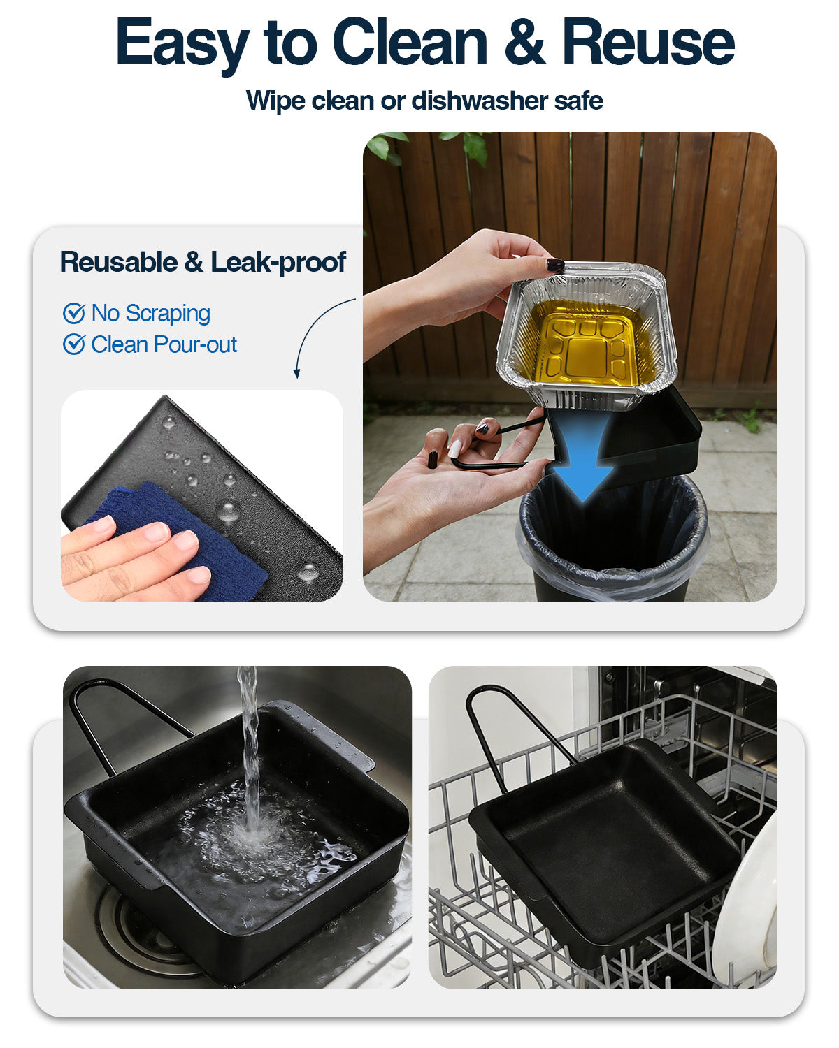 Matchwaves Steel Grease Cup + 20 Foil Liners Griddle Cleanup Kit For Nexgrill 720 Series & Cuisinart CGG-7400