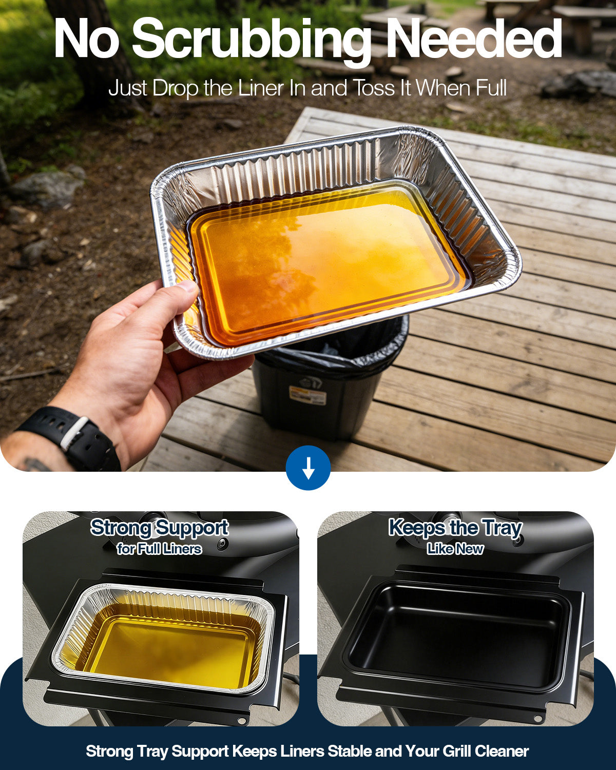 Matchwaves 80346 Portable Griddle Cleanup Kit Catch Pan + 20 Foil Liners For Weber Q100, Q120, Q1000 & Q1200 Series