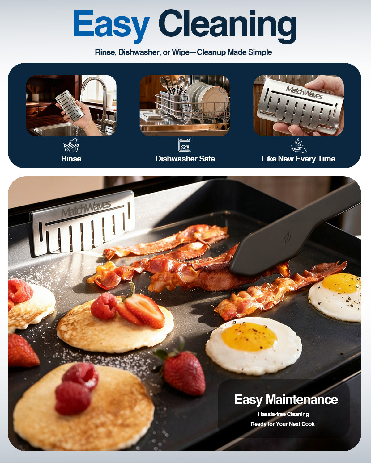 Universal Stainless Steel Grease Gate | Dual-Mode Food Blocker for Blackstone & Flat-Top Griddles