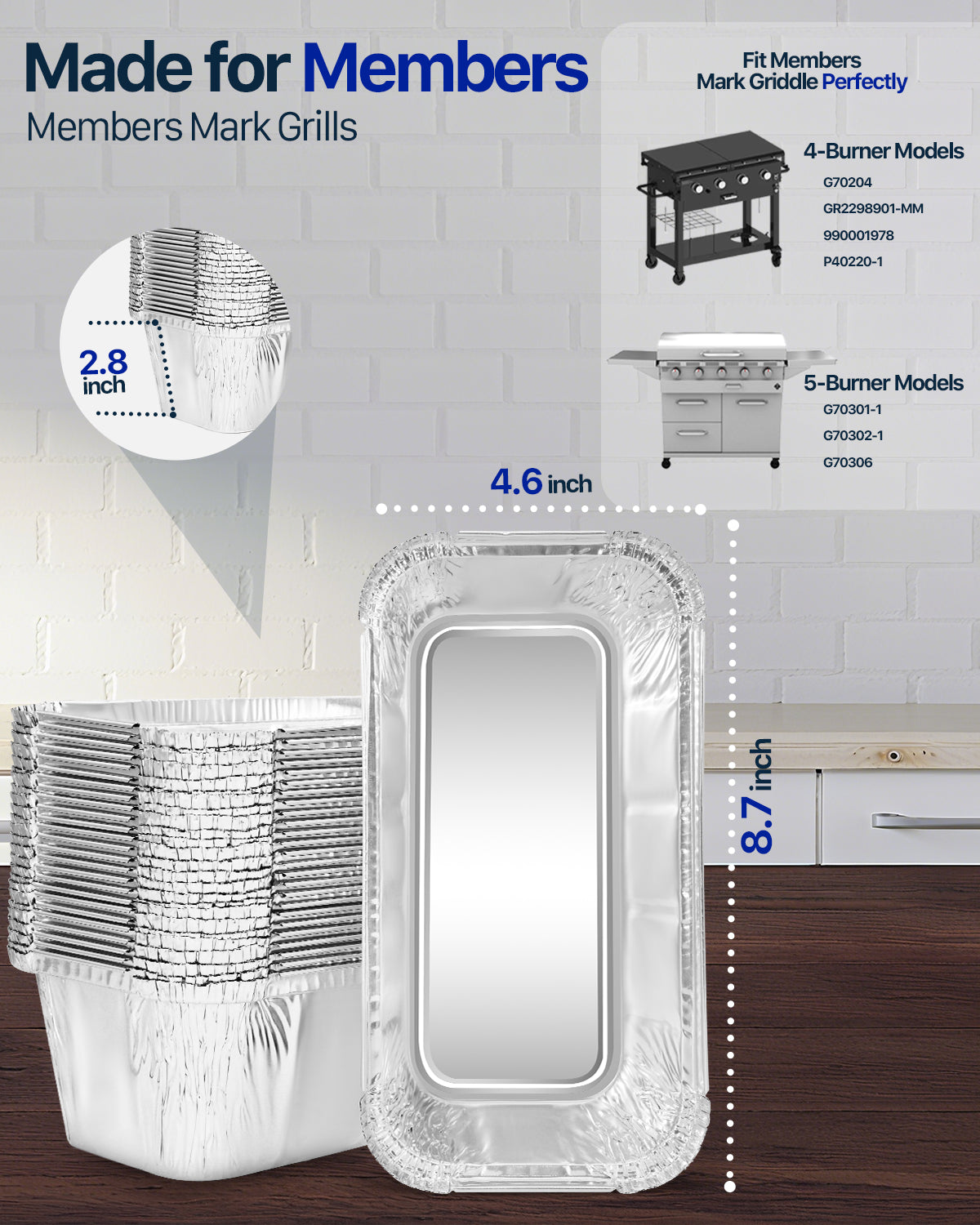 Matchwaves Grease Tray Liners for Member's Mark 4 & 5 Burner Gas Griddles | Sam's Club 36" Pro-Series Compatible
