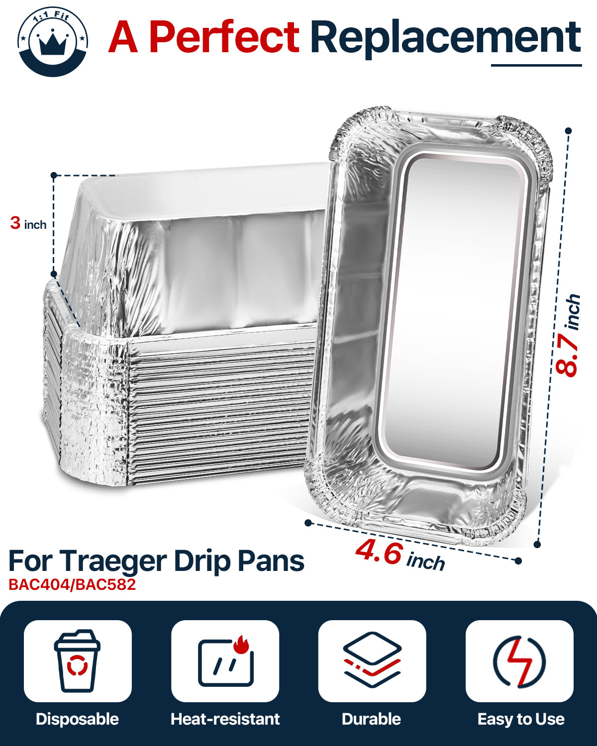 Matchwaves Drip Pan Liners Precision Fit for Traeger Timberline 850 & 1300 BAC404 & BAC582