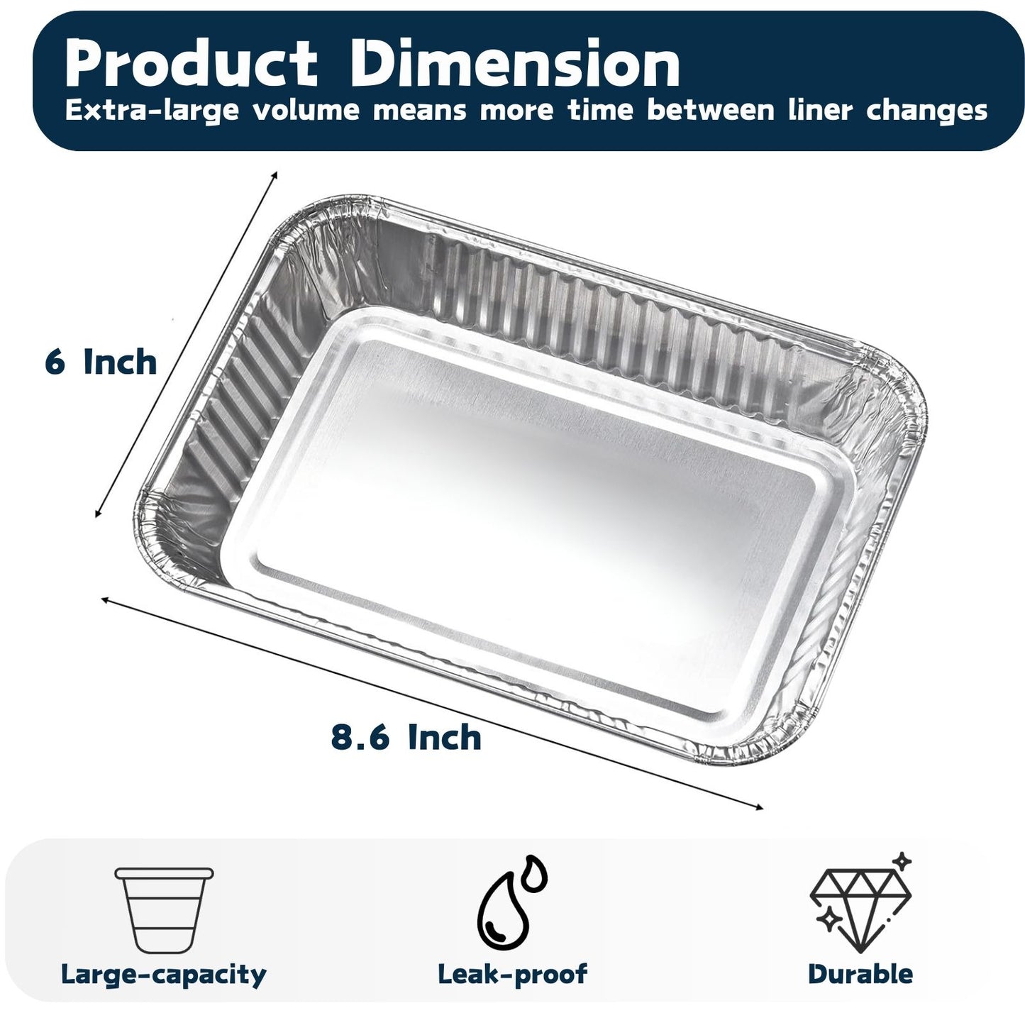 Heavy-Duty Aluminum Drip Pans Grease Liners for Weber Grills (8.6" x 6")