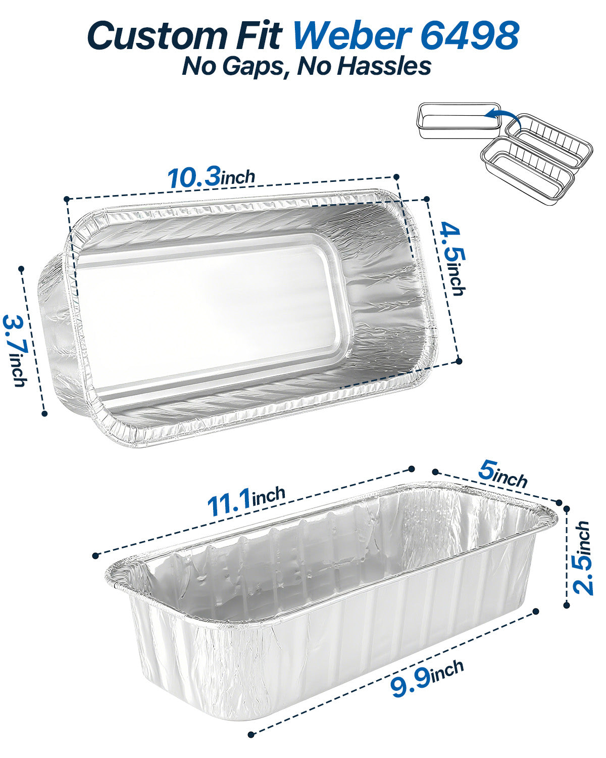 1.7L High-Capacity Drip Pans for Weber 6498, SmokeFire, Summit, Searwood & Genesis II Series