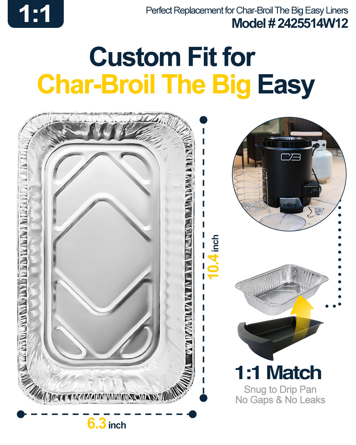 Matchwaves Drip Pan Liners for Char-Broil Big Easy Turkey Fryer #2425514W12