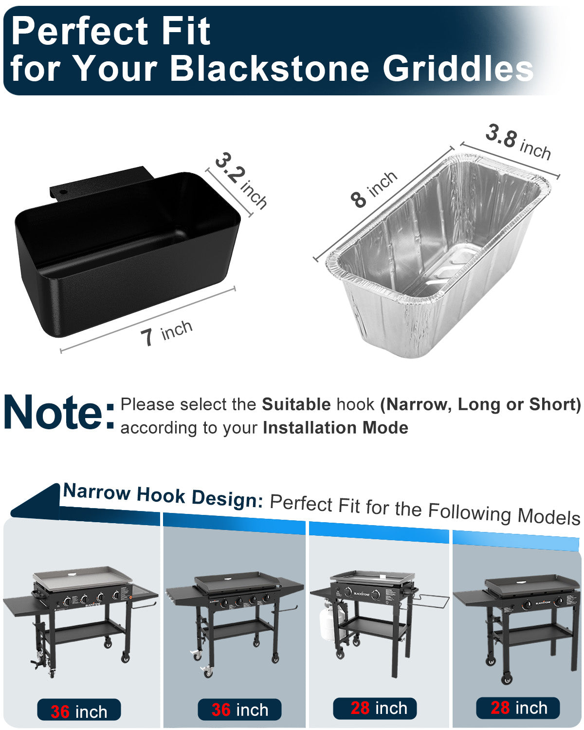 Ultimate Griddle Grease Management Kit- Grease Cup + 20 Leak-Proof Foil Liners For Blackstone 28" & 36" Griddles