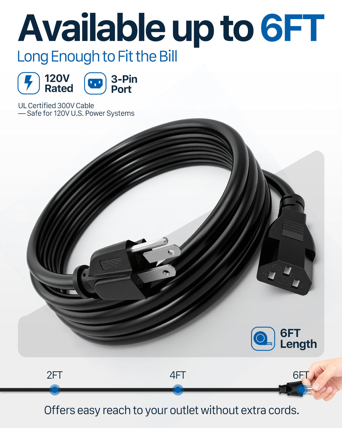 KIT0257 DC Power Cord Replacement for Traeger D2 3-Prong US Cable, Compatible with Pro 575 & 780, Ironwood 650 & 885, Timberline 850 & 1300, Silverton 620 & 810, Century 885, 6ft