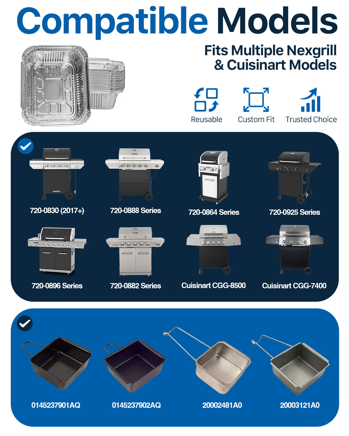 Matchwaves Grease Cup Liners Custom Fit for Nexgrill 720 Series & Cuisinart CGG-7400/8500