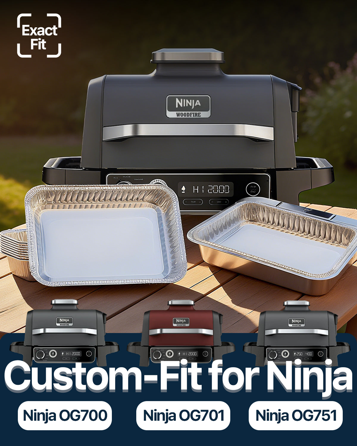 Matchwaves Drip Pan Liners for Ninja Woodfire OG700, OG701 & OG751 Series Grills