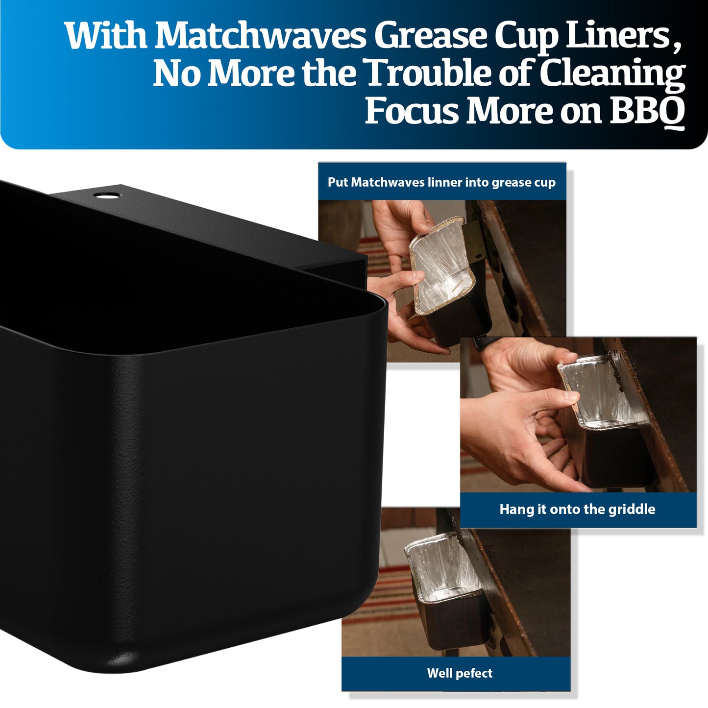 Enhanced Griddle Grease Cup Drip Pan for Blackstone 28" & 36"