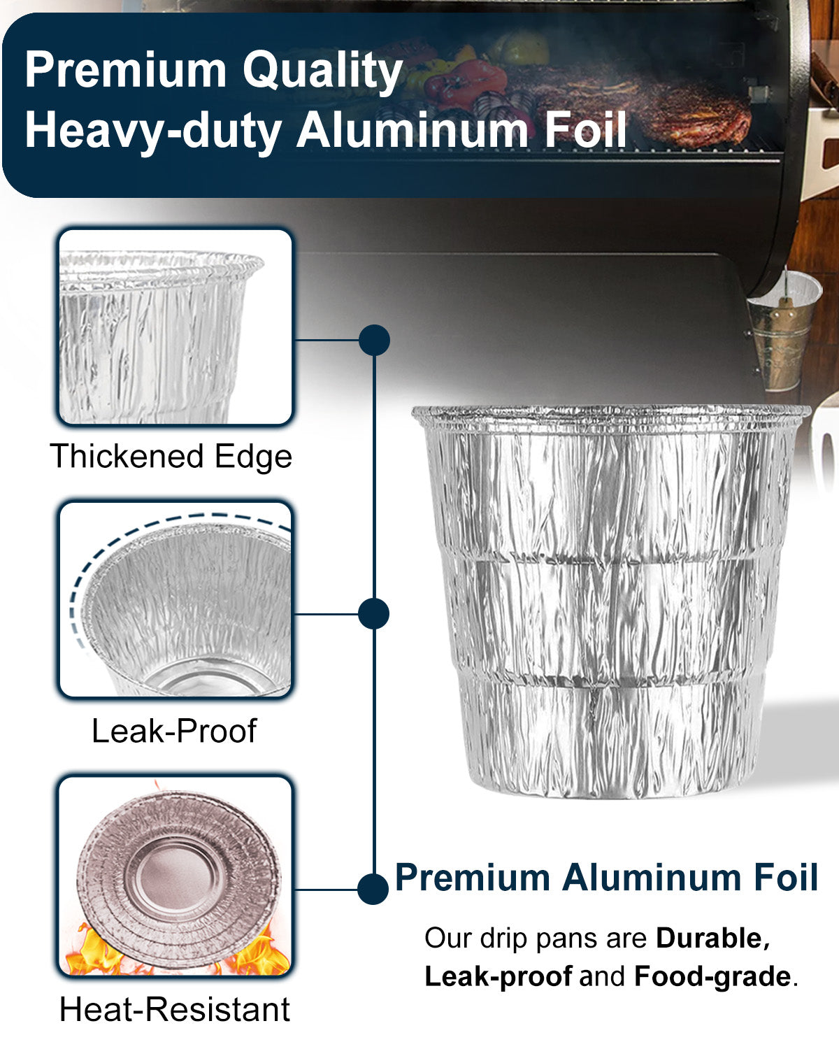 Matchwaves BAC407 Grease Bucket Liners Foil Liners for Traeger Pro, Ironwood, Pit Boss & Z Grills