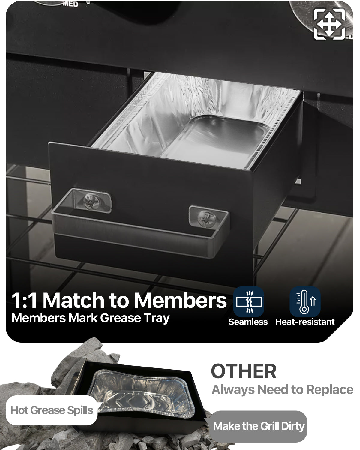 Matchwaves Grease Tray Liners for Member's Mark 4 & 5 Burner Gas Griddles | Sam's Club 36" Pro-Series Compatible