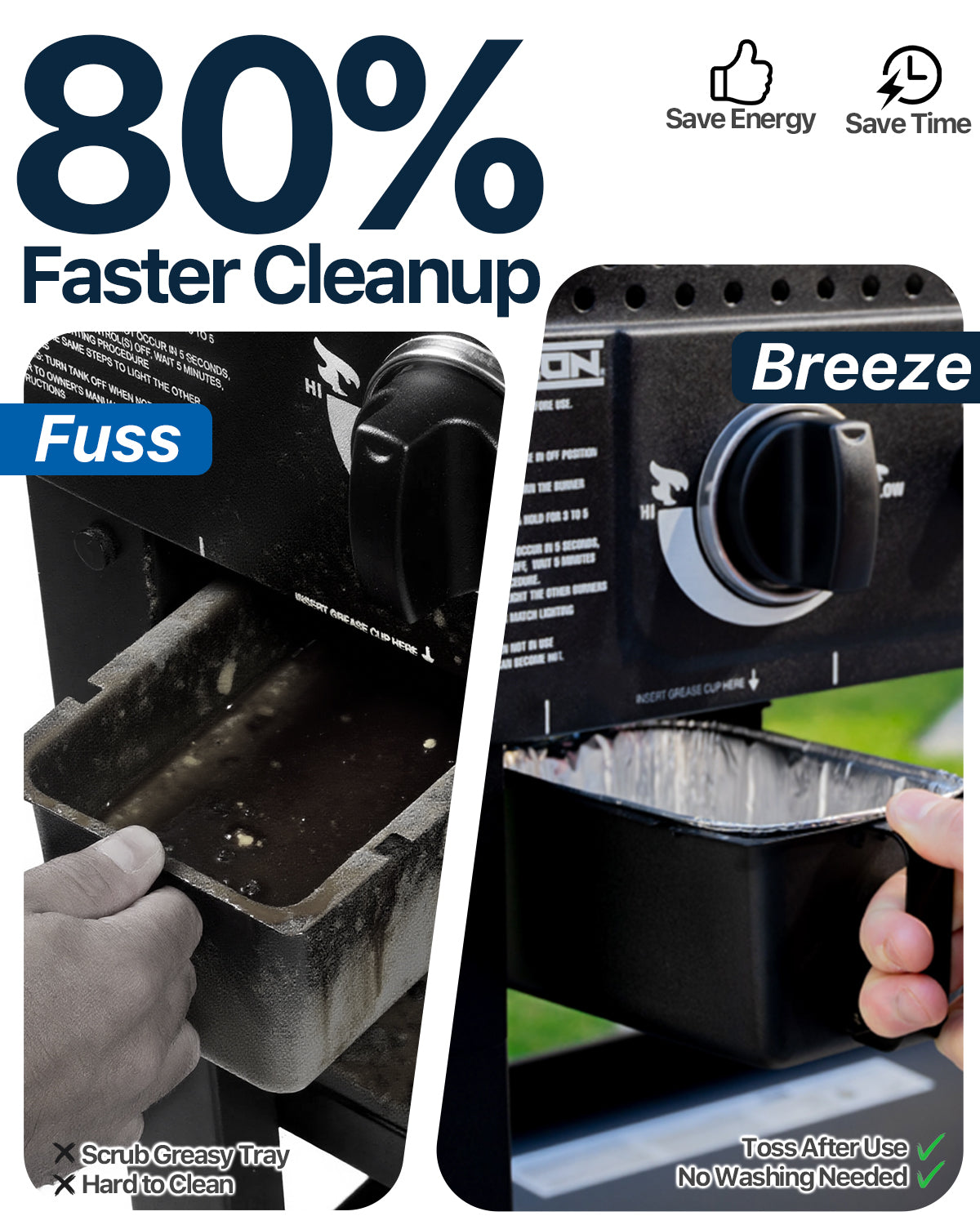 Matchwaves Grease Cup Liners or Char-Griller Flatiron Griddles | 7" x 4.2" Extra-Deep Design