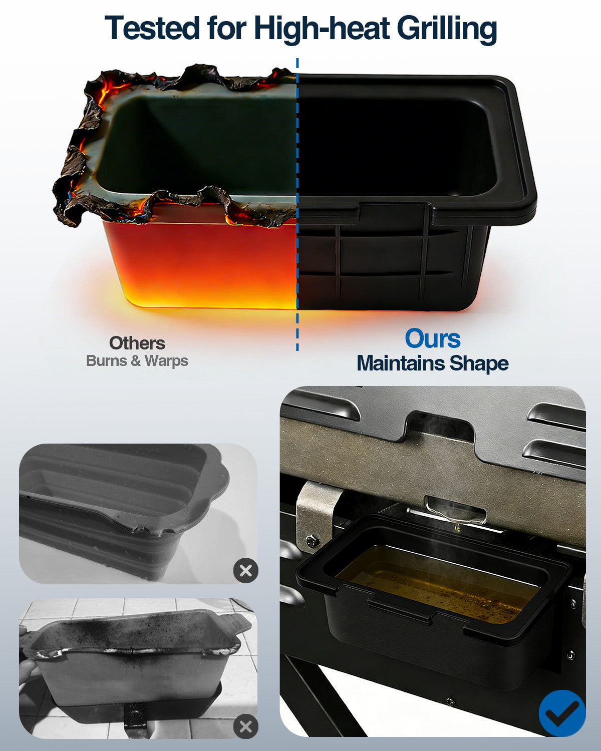Reusable Silicone Grease Cup Liners Drip Pan for Blackstone 17"/22"/28"/36"