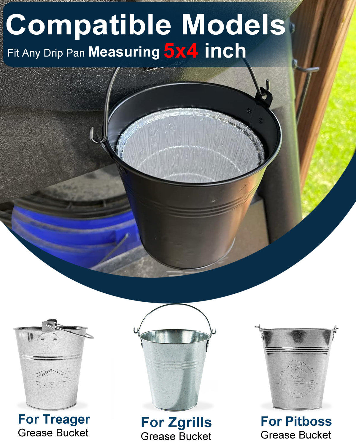 Matchwaves BAC407 Grease Bucket Liners Foil Liners for Traeger Pro, Ironwood, Pit Boss & Z Grills