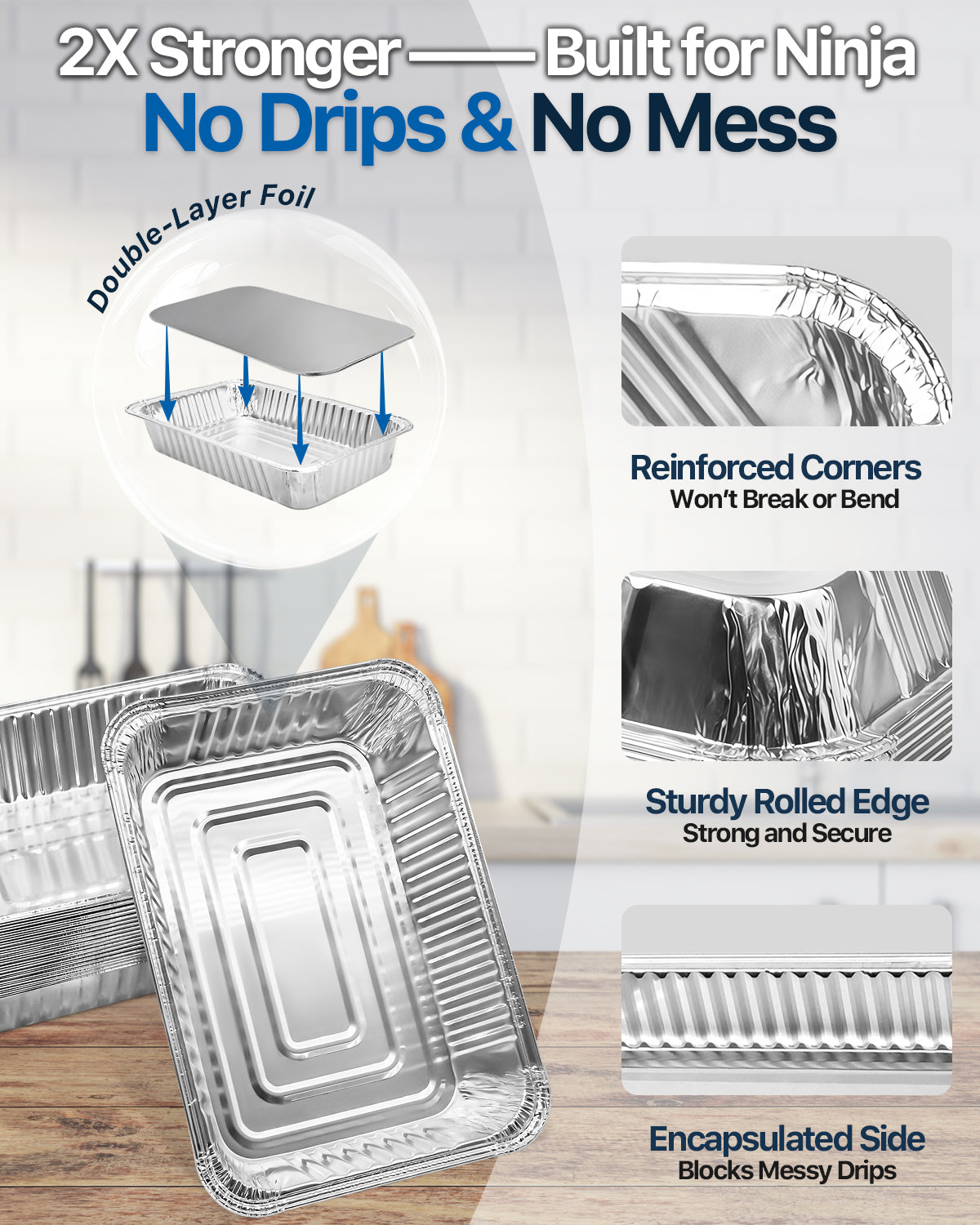 Matchwaves Drip Pan Liners for s for Ninja OG800 OG900, FlexFlame Series XSKTRYLRXL Woodfire Outdoor Grill & Smoker