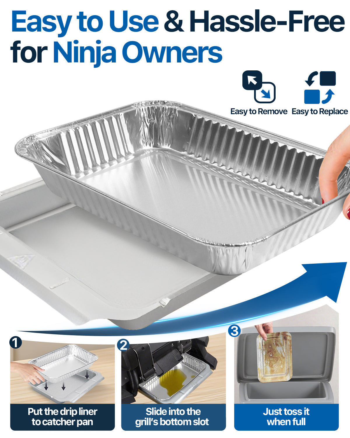 Matchwaves Drip Pan Liners for Ninja Woodfire OG700, OG701 & OG751 Series Grills