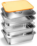 Matchwaves 6-Piece Stainless Steel Grill Prep & Serve Trap With Lid & Dual-Sided Cutting Board