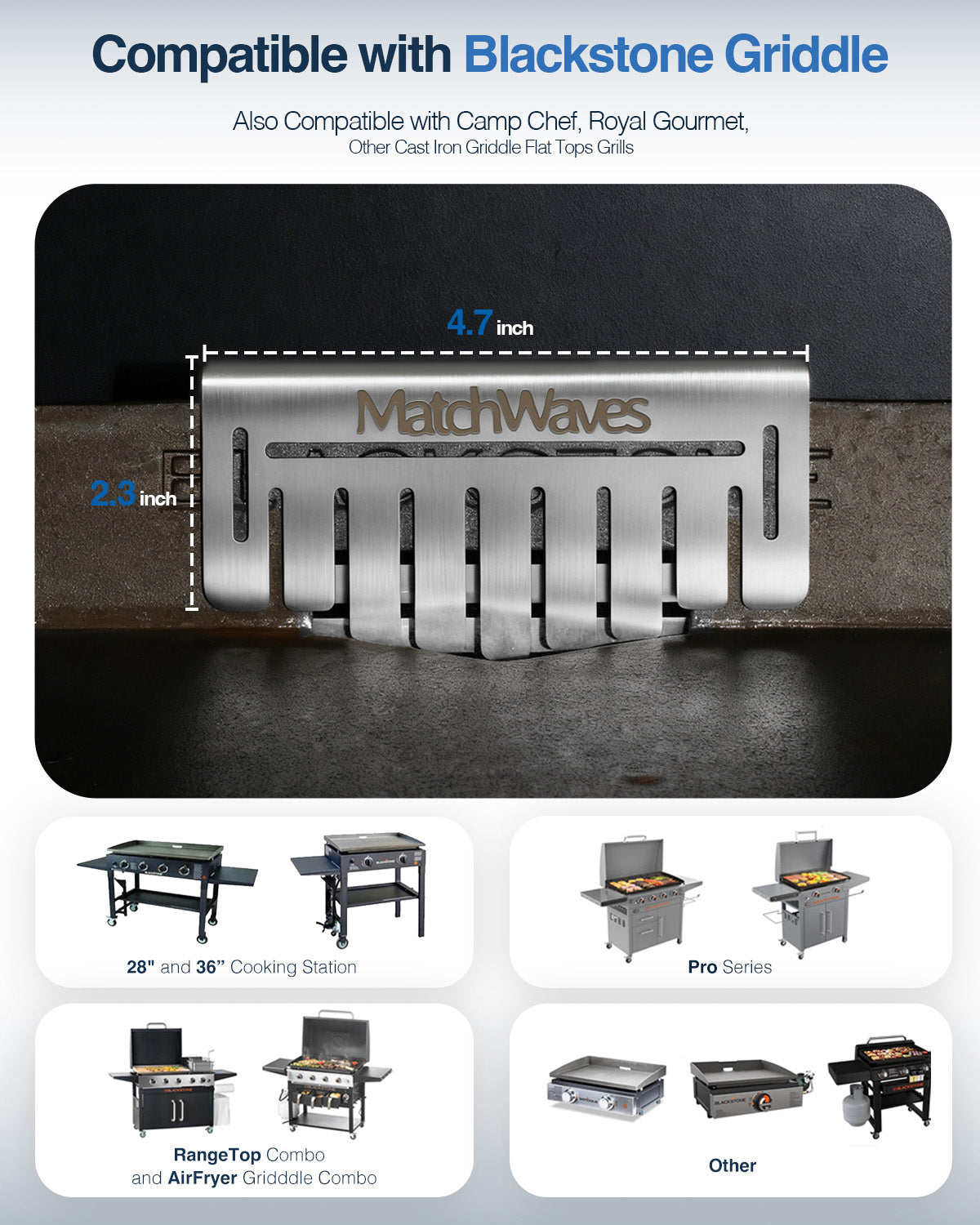 Universal Stainless Steel Grease Gate | Dual-Mode Food Blocker for Blackstone & Flat-Top Griddles