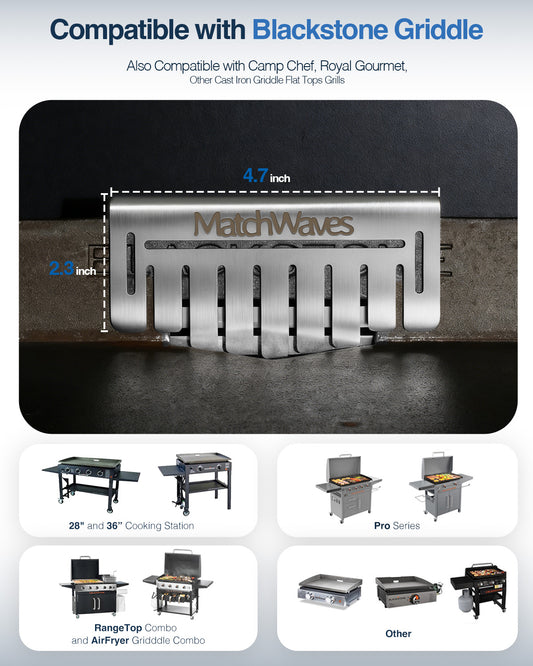 Universal Stainless Steel Grease Gate | Dual-Mode Food Blocker for Blackstone & Flat-Top Griddles