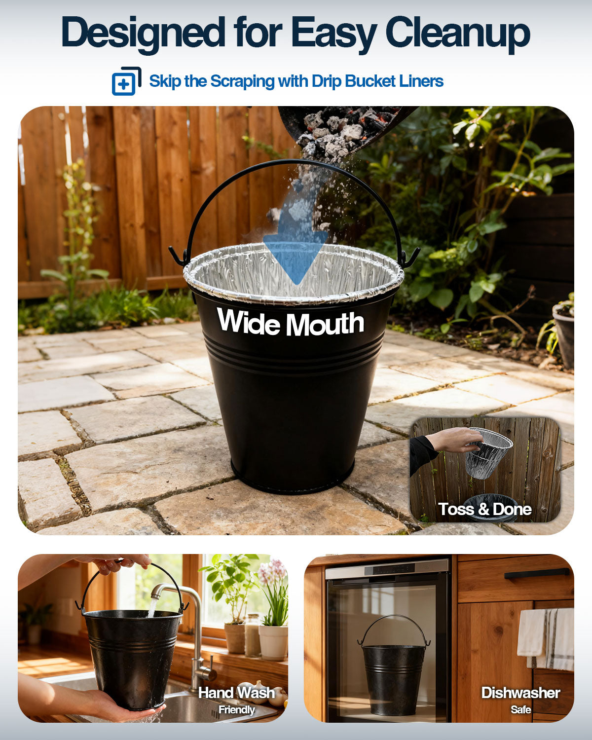 Matchwaves 70oz Large Grease Buckets (2-Pack) for Traeger BAC608, Timberline & Ironwood