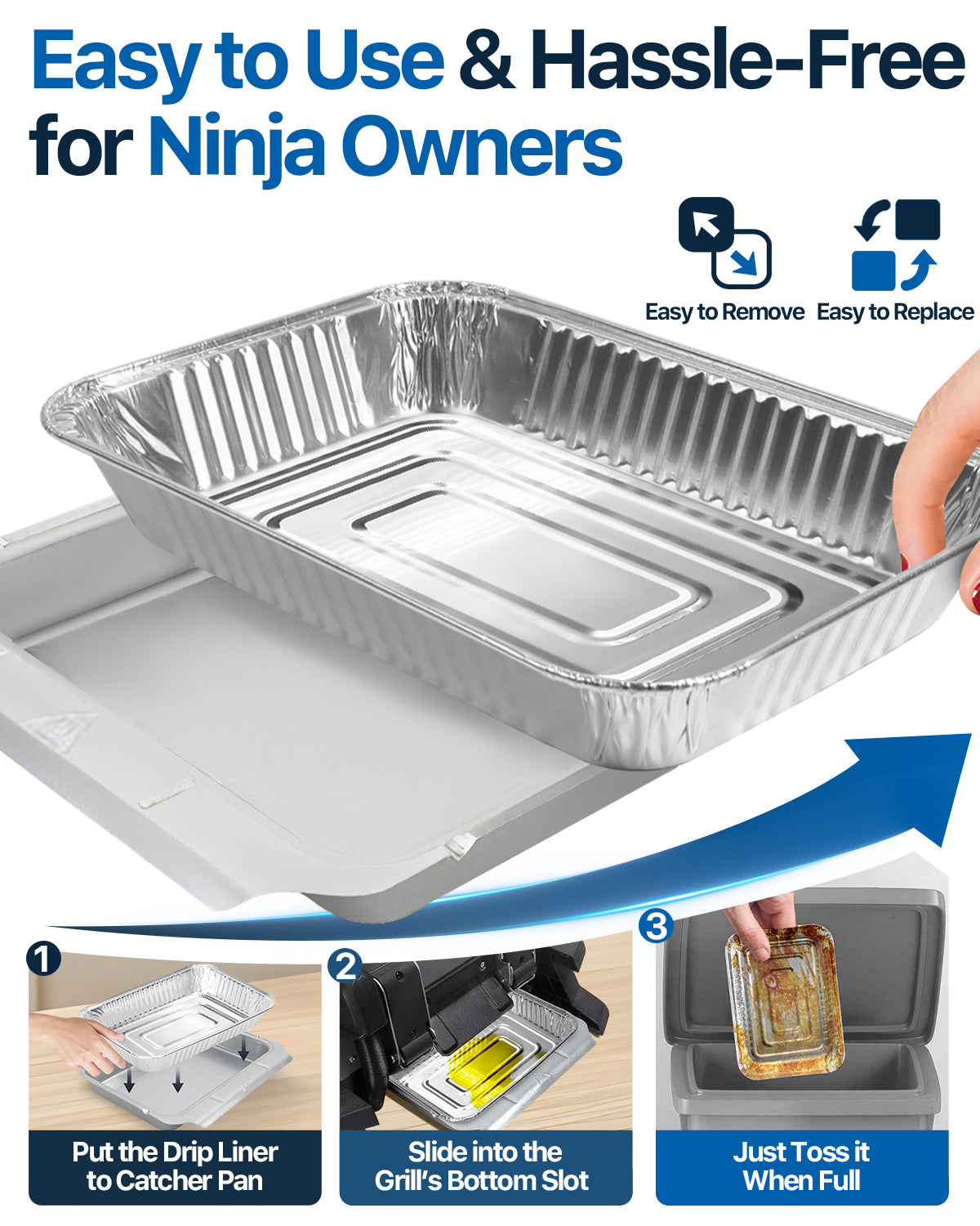Matchwaves Drip Pan Liners for s for Ninja OG800 OG900, FlexFlame Series XSKTRYLRXL Woodfire Outdoor Grill & Smoker