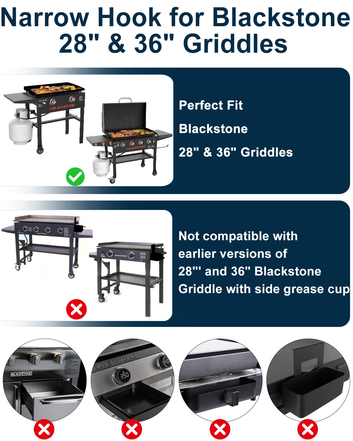 Ultimate Griddle Grease Management Kit- Grease Cup + 20 Leak-Proof Foil Liners For Blackstone 28" & 36" Griddles