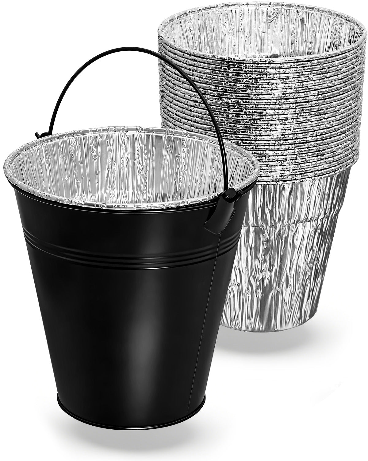 Matchwaves Steel Bucket + Foil Liners Large Grease Cleanup Kit for Traeger BAC608, Timberline & Ironwood