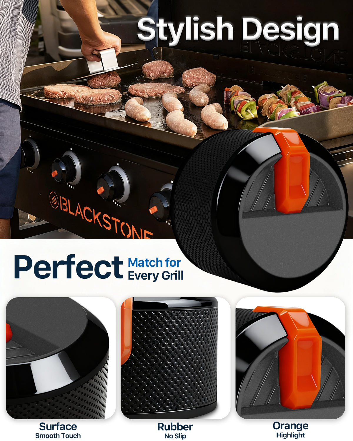 Griddle Control Knobs Soft-Touch Precision Grip for Blackstone 17"/22"/28"/36"