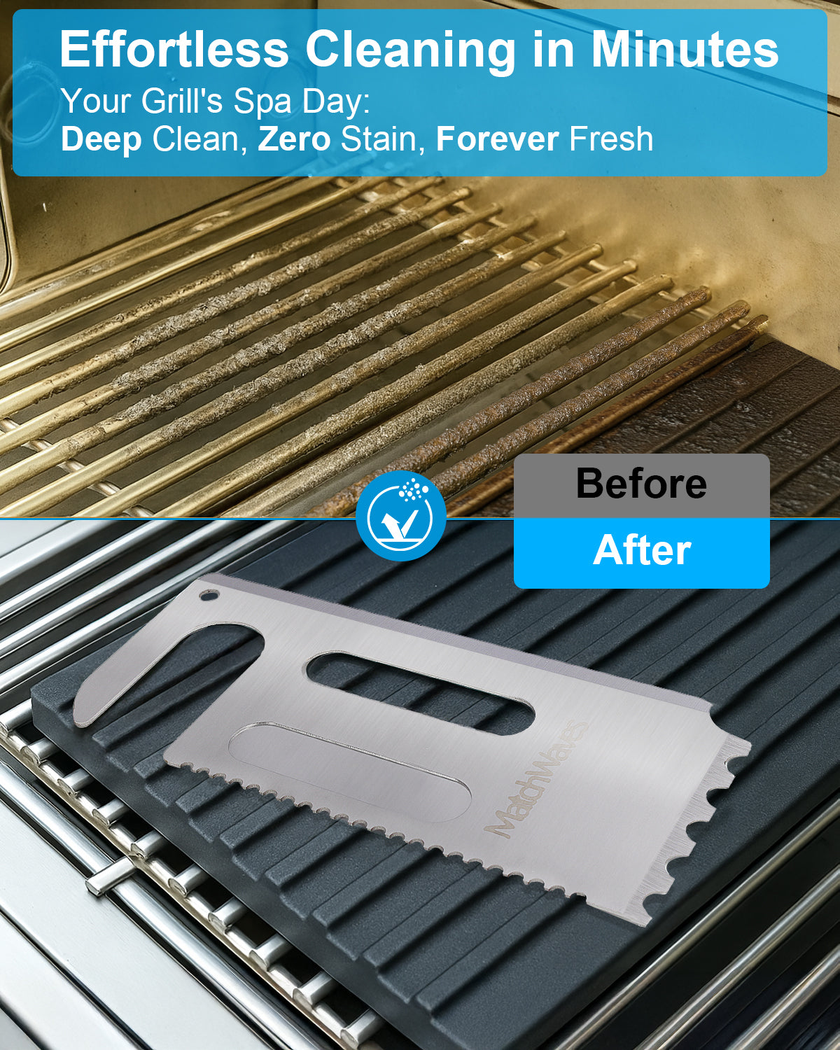 3-in-1 Bristle-Free Grill Scraper Grate Cleaner for Traeger Grills