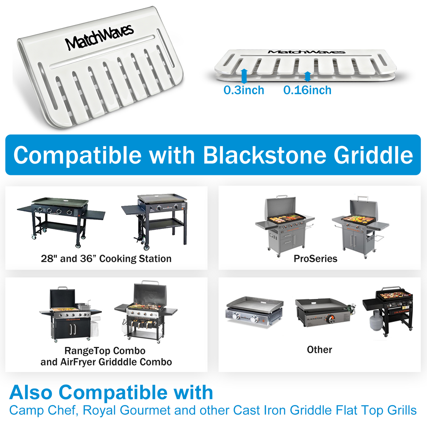 Universal Stainless Steel Grease Gate | Dual-Mode Food Blocker for Blackstone & Flat-Top Griddles