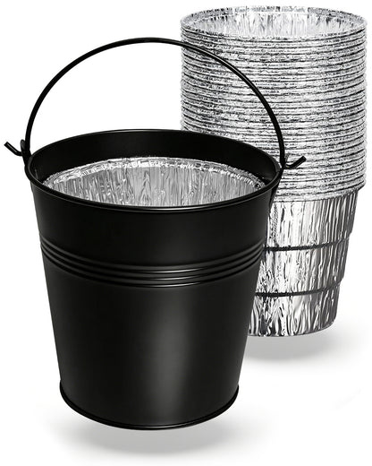 Matchwaves Steel Grease Bucket + Foil Liners Cleanup Kit For Traeger, Pit Boss, Z Grills & More
