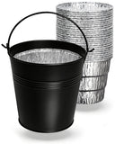 Matchwaves Steel Grease Bucket + Foil Liners Cleanup Kit For Traeger, Pit Boss, Z Grills & More
