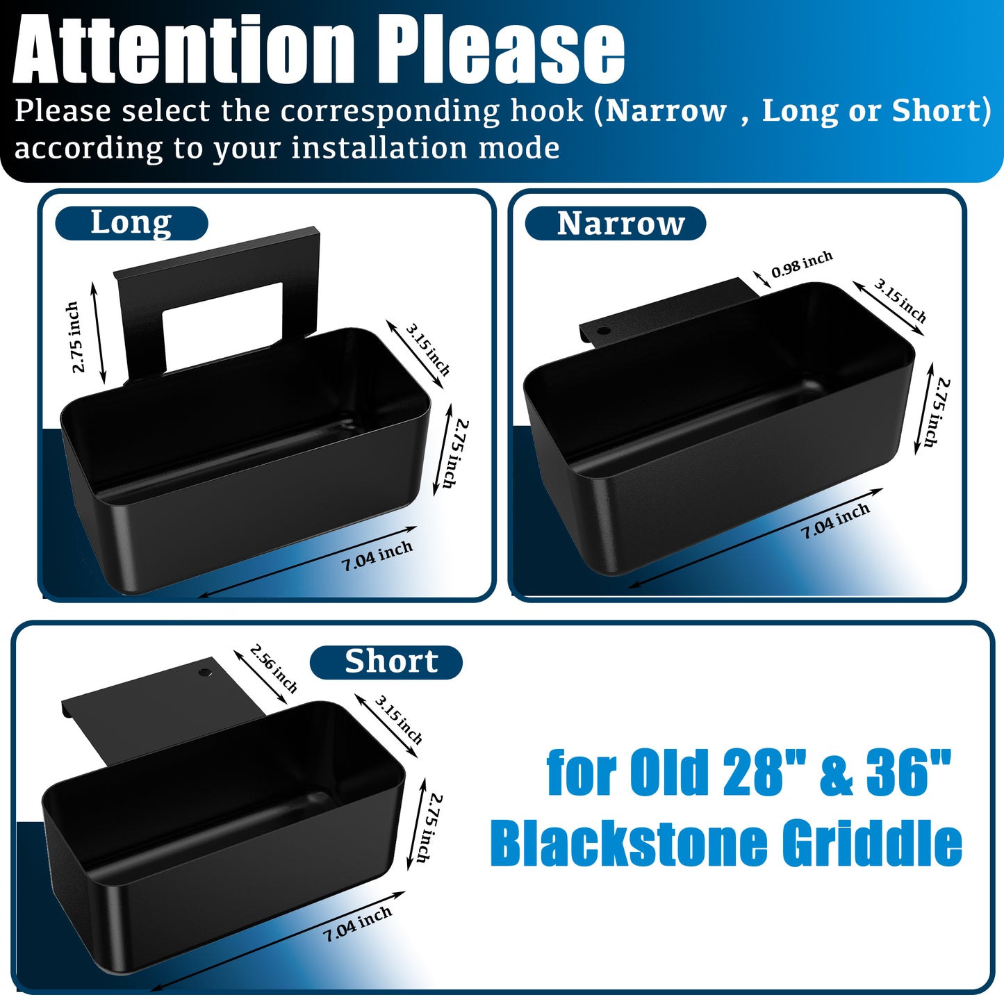 Enhanced Griddle Grease Cup Drip Pan for Blackstone 28" & 36"