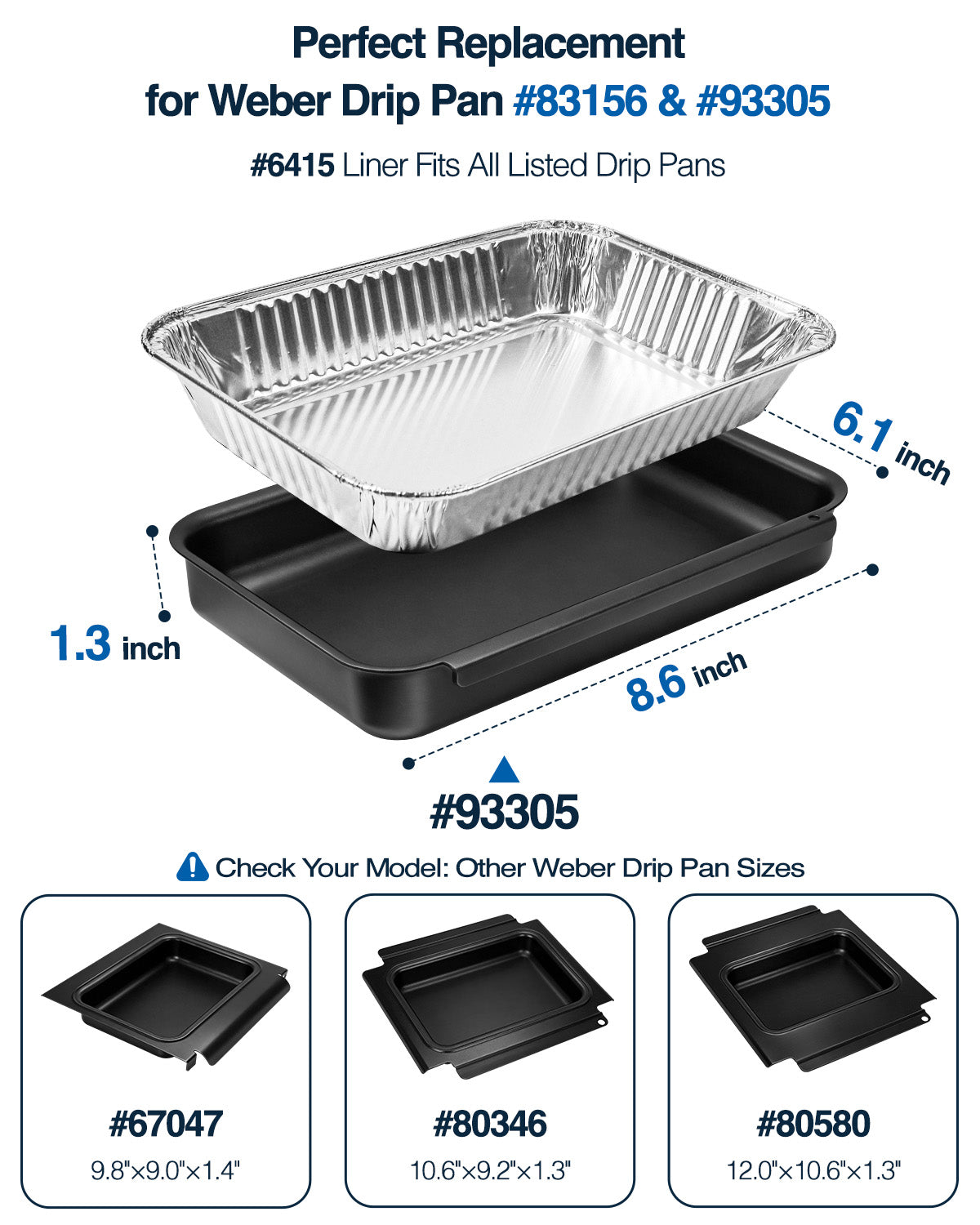 Matchwaves 93305 Griddle Cleanup Kit Catch Pan + 20 Disposable Foil Liners For Weber Genesis, Spirit & Summit