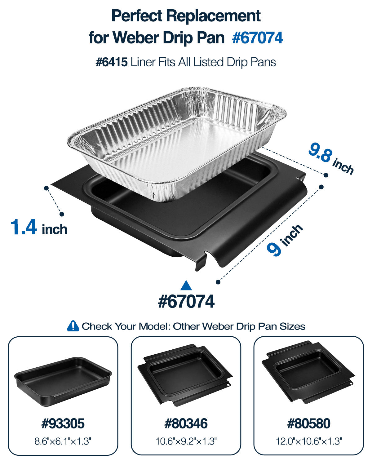 Matchwaves 67047 Griddle Cleanup Kit Catch Pan + 20 Foil Liners For Weber Spirit, Spirit II & Genesis 200/300