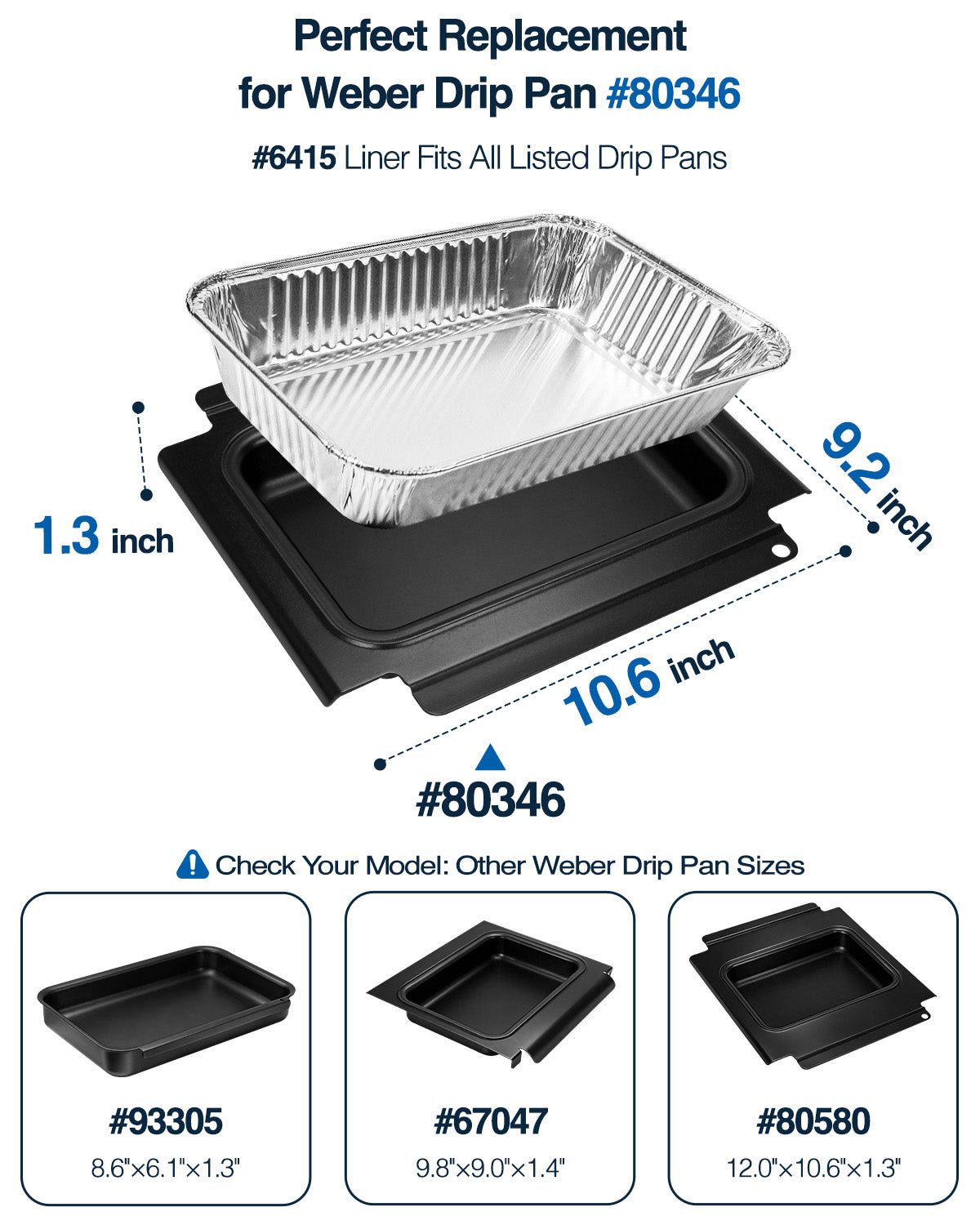 Matchwaves 80346 Portable Griddle Cleanup Kit Catch Pan + 20 Foil Liners For Weber Q100, Q120, Q1000 & Q1200 Series