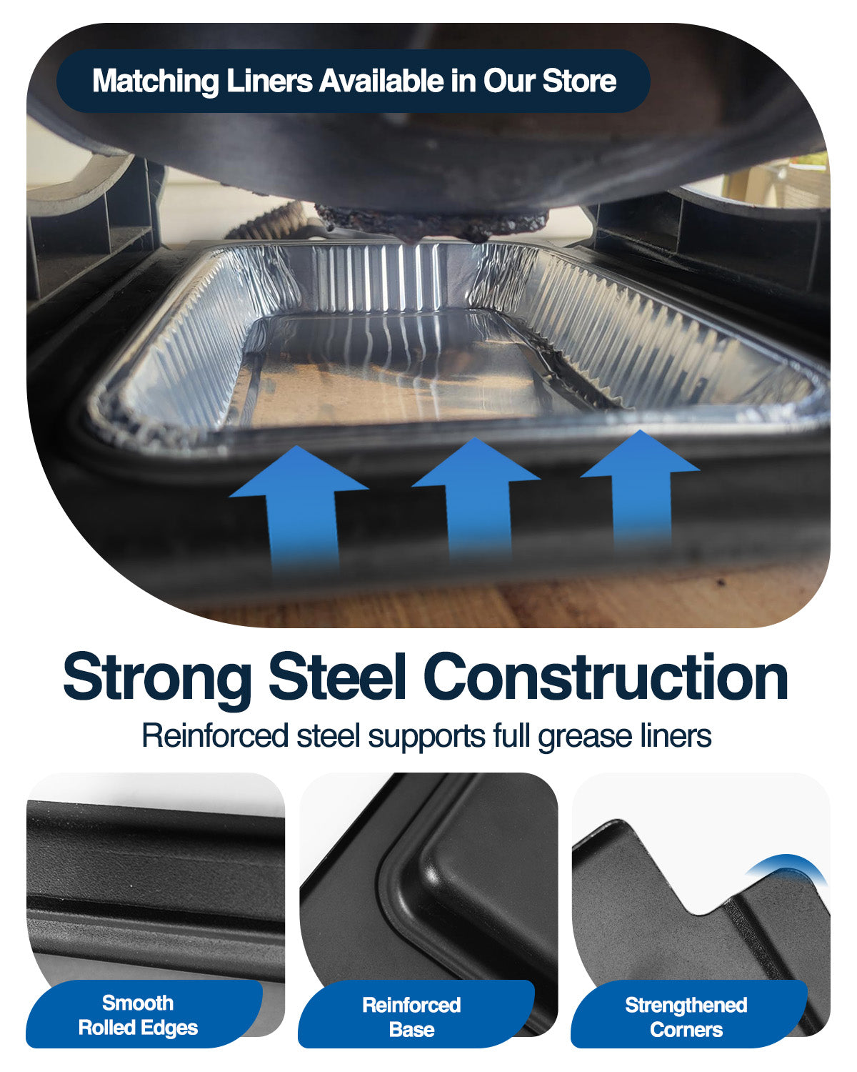 Matchwaves 80346 Portable Griddle Cleanup Kit Catch Pan + 20 Foil Liners For Weber Q100, Q120, Q1000 & Q1200 Series