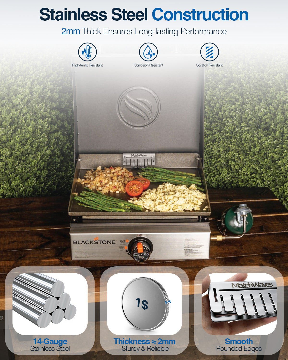 Universal Stainless Steel Grease Gate | Dual-Mode Food Blocker for Blackstone & Flat-Top Griddles