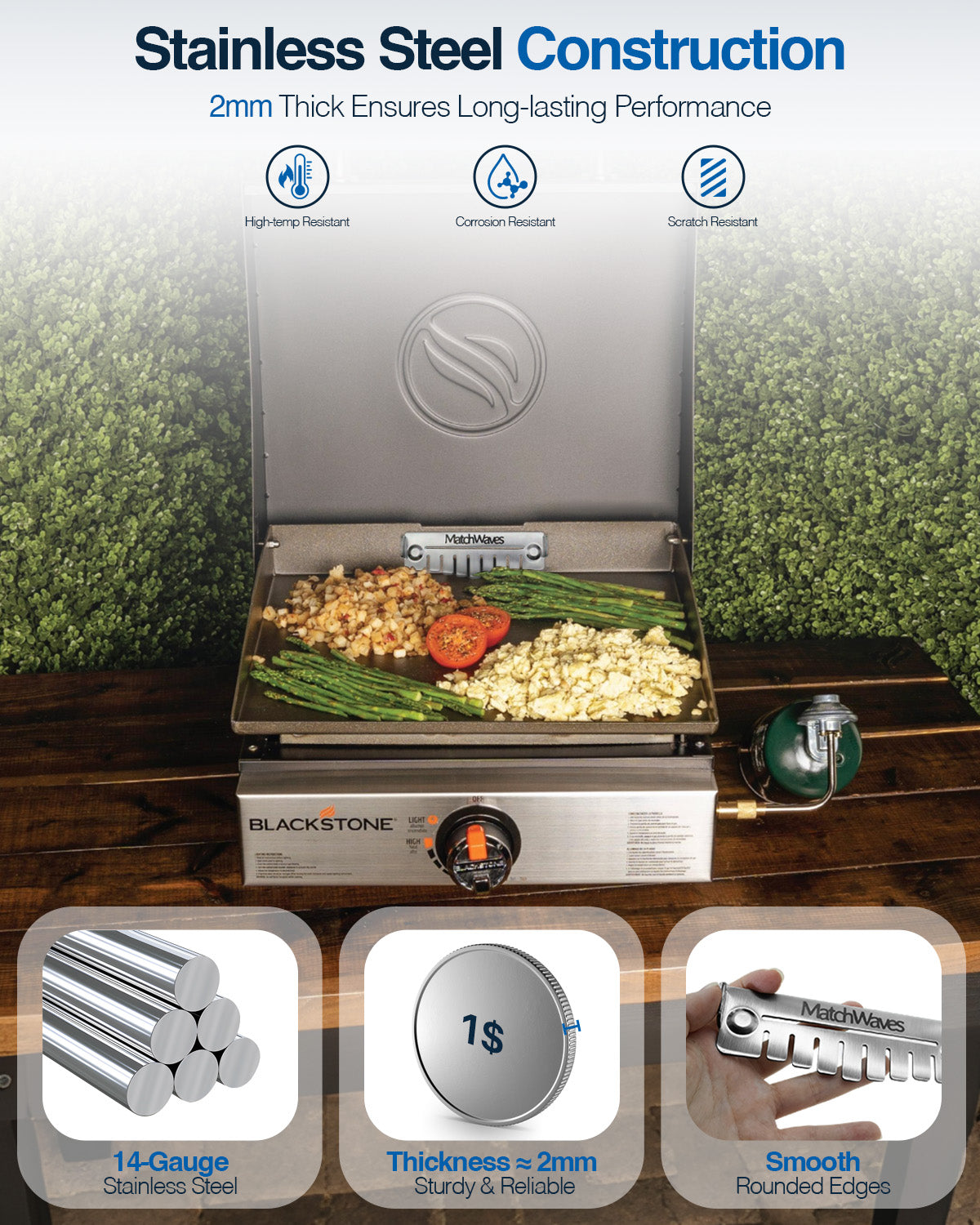 Universal Stainless Steel Grease Gate | Dual-Mode Food Blocker for Blackstone & Flat-Top Griddles