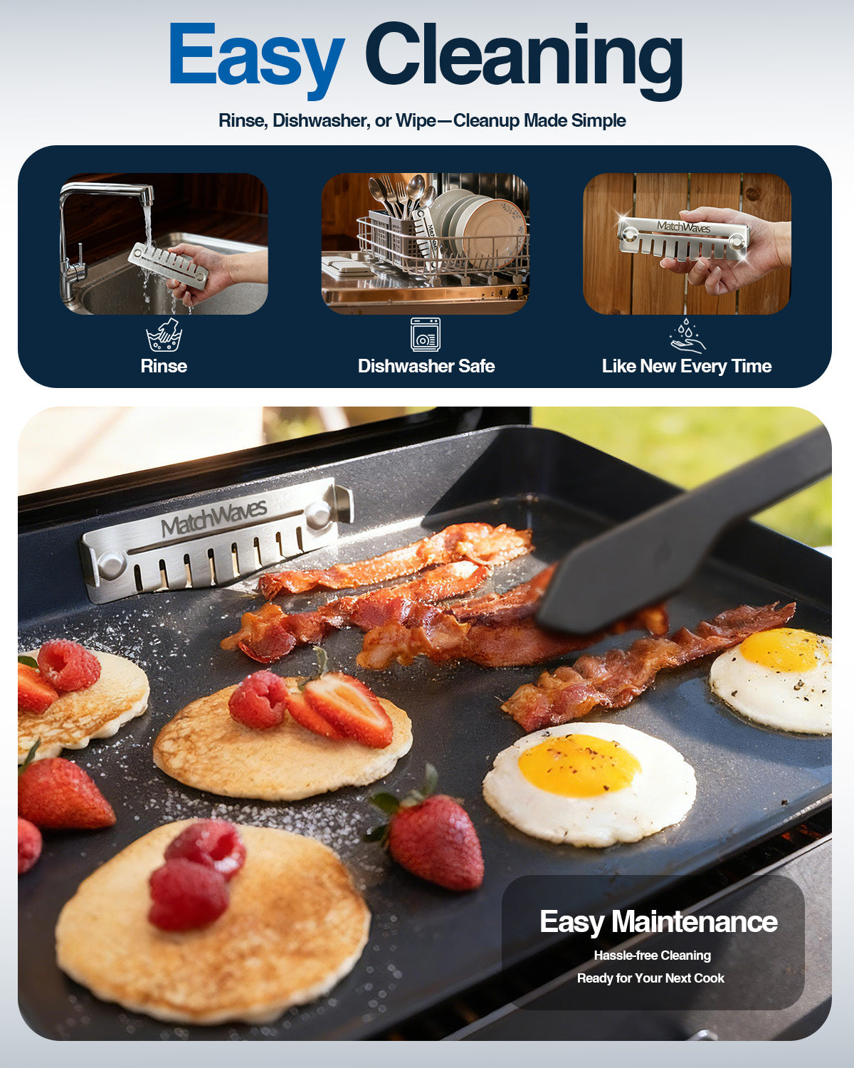 Universal Stainless Steel Grease Gate | Dual-Mode Food Blocker for Blackstone & Flat-Top Griddles