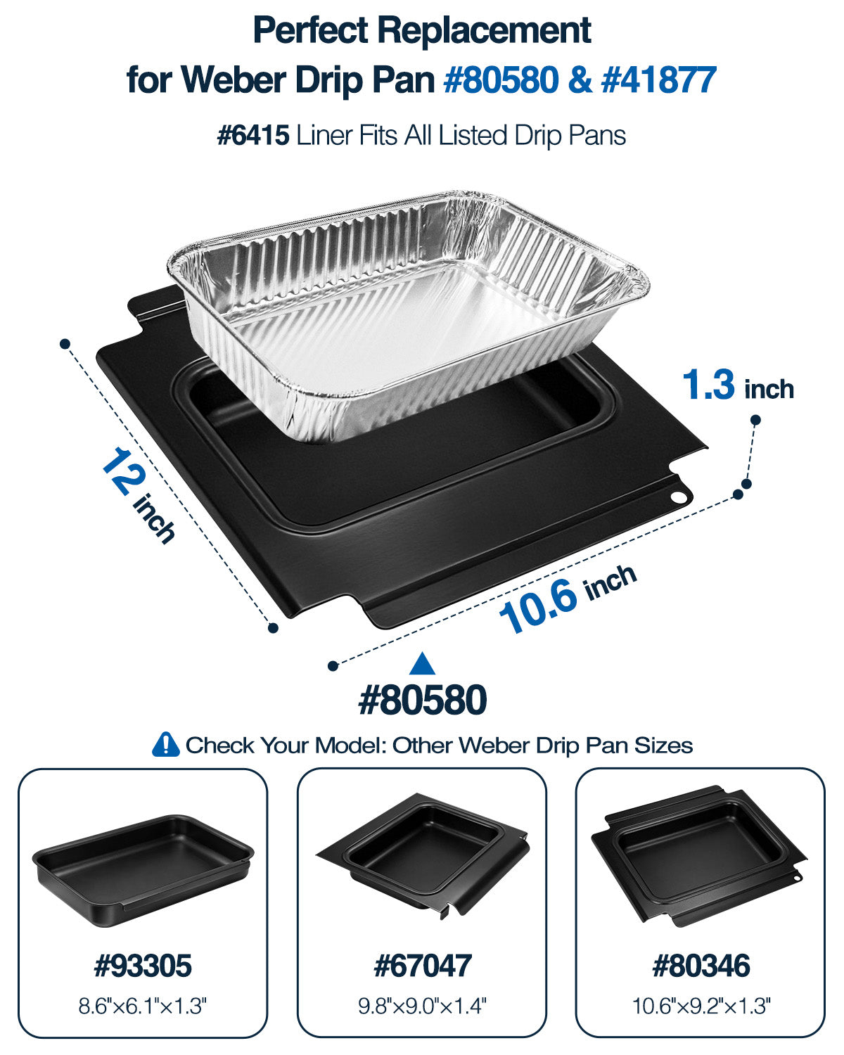 Matchwaves 80580 Cleanup Kit Catch Pan + 20 Foil Liners For Weber Q200, Q300, Q2000 & Q3000 Series