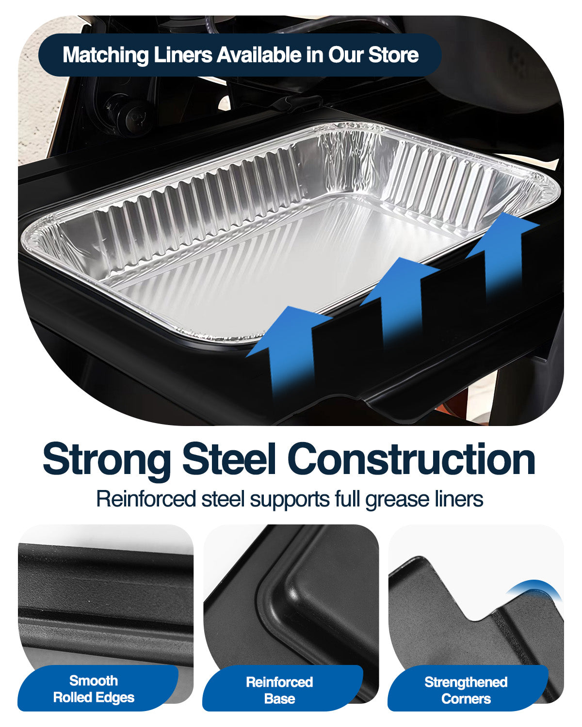 Matchwaves 80580 Cleanup Kit Catch Pan + 20 Foil Liners For Weber Q200, Q300, Q2000 & Q3000 Series