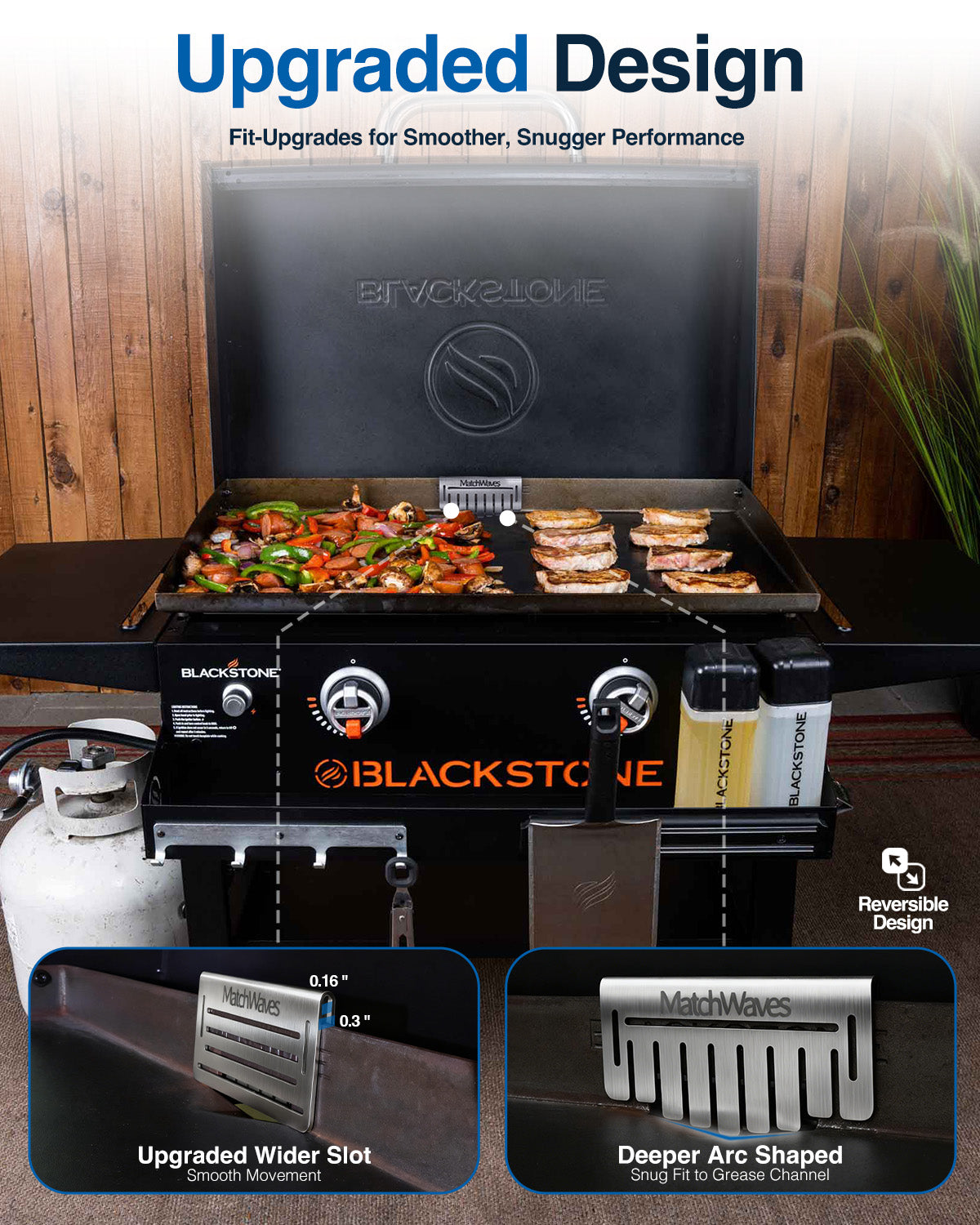 Universal Stainless Steel Grease Gate | Dual-Mode Food Blocker for Blackstone & Flat-Top Griddles